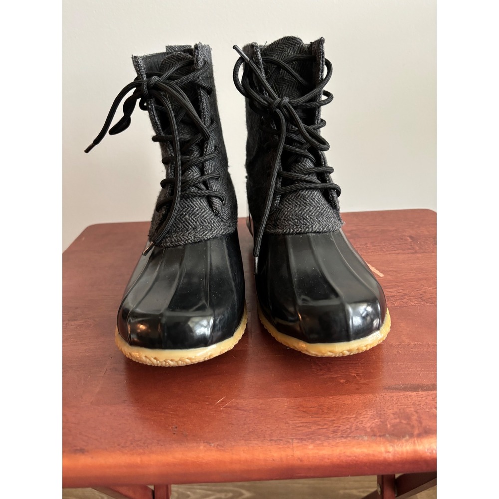 G.H. Bass Black Herringbone Duck Boots Womens Size 10